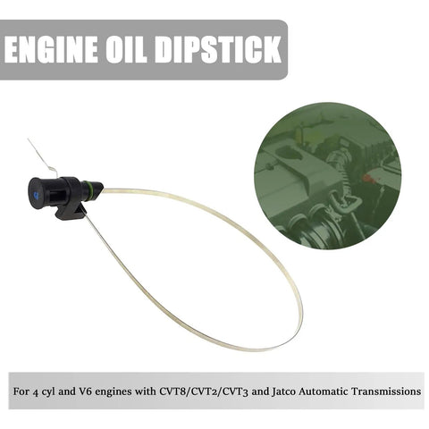One Piece Car Transmission Oil Dipstick With 23 Point 8 Inch Stainless Steel Engine Oil Level Indicator Immersion Gauge shown in engine bay
