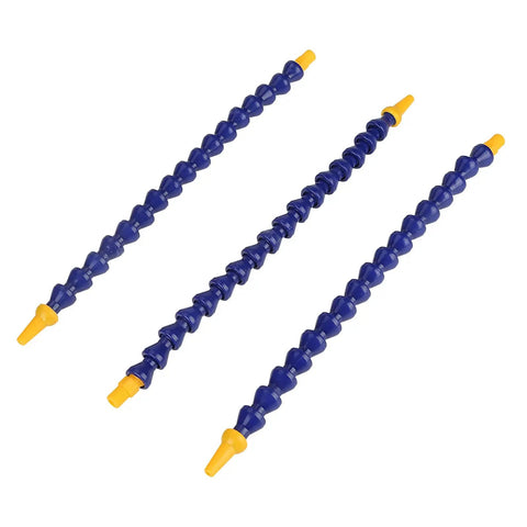Ultra Flexible Plastic Coolant Pipe Kit For CNC Lathes And Mills showing three blue adjustable hoses for water cooling.