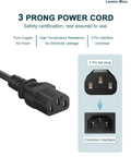 Universal 3 Prong AC Power Cord Replacement For Treadmills Vibration Plates Walking Pads And Ellipticals 6 Feet Long 18 AWG Heavy Duty Cable Built For Easy Install And Reliable Power On The Go image showing plug and sockets.