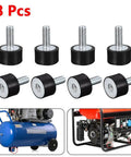 8 pcs Heavy Duty Vibration Isolator Mounts M5 for Industrial Equipment Durable Rubber Shock Absorbers for Air Compressors Pumps Motors and Generators Reduce Vibration and Noise Secure Mounting for Welding and Pump Systems, shown with threaded mounts