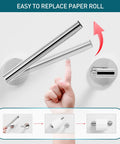 Pivoting mechanism of polished chrome toilet paper holder with easy roll change illustration for home and commercial bathrooms.