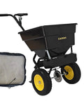 Walk Behind Broadcast Spreader With 100 Pound Hopper And 0 To 9.8 Feet Spreading Width, 13 Inch All Terrain Solid Tires