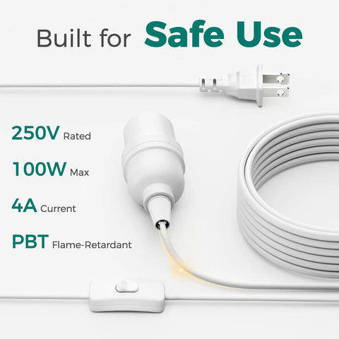 Trusted Plug And Play Pendant Cord For Hanging Paper Lanterns And Instant Room Glow Ups Featuring A Clean White Sleeve And Simple Toggle Switch for safe use.