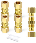 Beefy Brass Compression Tube Fittings Kit, 5/8 Inch Tube OD to 5/8 Inch Tube OD Connectors, 5 Pack, includes Teflon tape