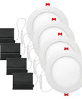 Ultra Slim LED Recessed Lighting Kit 4 Pack With 12W Integrated LEDs, 3000K Soft White, 800 Lumens, Energy Star, Dimmable