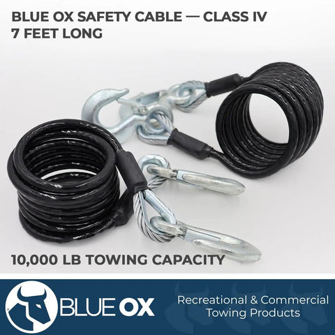 Heavy Duty Tow Safety Cable Kit 10000 Lb Rating Seven Foot Length Prevents Accidental Disconnection And Secures Towing