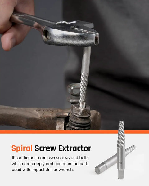 39 Piece Bolt Extractor Kit With Left Hand Drill Bits And Multi Spline Extractors used to remove embedded bolts in machinery