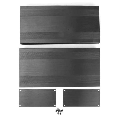 Heavy Duty Aluminum Electronics Enclosure With Pro Grade Heat Sink For Rugged Diy Builds And Audio Amp Pcbs Customizable 300 Millimeter Shell parts with screws.