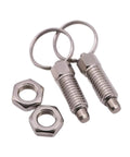 Built Tough Premium Galvanized Steel Spring Plunger Pin With Knurled Pull Ring For Smooth Rotary Indexing And Adjustable Depth Locking Grip Screw Heavy Duty Shopside Hardware M16 By 10mm 1 Pcs, includes two pins and nuts