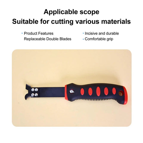 Gypsum Board Cutter With Rubber Handle And 55 Manganese Steel Blade For Fast Clean Cuts On Gypsum Cement Board Acrylic And Plexiglass Plates For Pro DIYers, shown with replaceable double blades