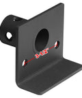 Two Pack 2 In OD Swivel Jack Pipe Mount Plate For Trailer Bolt On, Pre Drilled 5/8 Pin And 1/2 Bolt Holes, Plate 5 In Wide By 4.25 In Tall By 2 In Deep, Weld On Mount, Low Carbon Steel Spray Coating., black 2 in OD swivel jack pipe mount plate with 3-1/2 in hole spacing