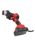 Cordless Drain Cleaner With 21V Brushless Motor and 7M Flexible Pipe, featuring a red and black design and lightweight battery.