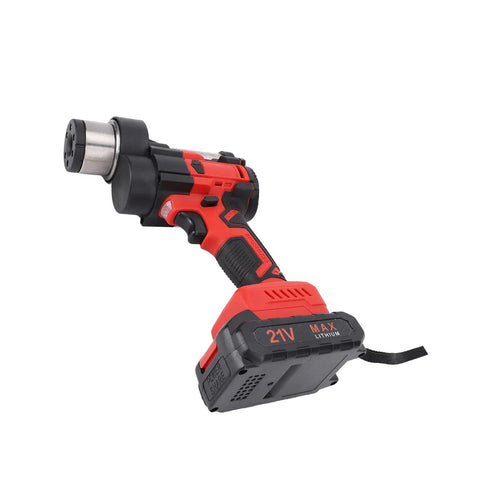 Cordless Drain Cleaner With 21V Brushless Motor and 7M Flexible Pipe, featuring a red and black design and lightweight battery.