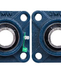 Self Aligning Pillow Block Bearing UCF205 1 Inch Bore 4 Bolt Flange Mounted With Solid Square Base Two Pack Easy Spring Clip Install