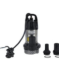 Stallion Grade Stainless Steel Brushless Submersible Pump 24V 440W with hoses and accessories for backyard gardening and ranch watering.