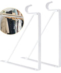 Heavy Duty Closet Rod Brackets 4 Pack White 11 X 11 X 1 Inch Shelf And Rod Support Brackets For Hanging Clothes in use.