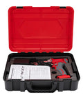 Heavy-Duty 21V Cordless Electric Metal Shears With 1500mAh Battery in black carrying case with accessories and manual.