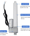 JQDML 16-inch 12V linear actuator with mounting bracket, front view, silver aluminum body