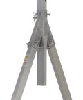 Solid Welded Aluminum Adjustable Gantry Crane Two Thousand Pound Load Rating Twelve Foot Wide Span Quick Lift Height Heavy Duty Swivel Casters Built Like A Tank For The Shop Floor - close-up of the base and support structure.