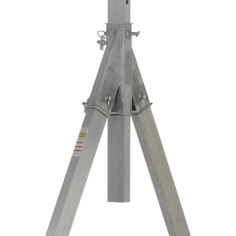 Solid Welded Aluminum Adjustable Gantry Crane Two Thousand Pound Load Rating Twelve Foot Wide Span Quick Lift Height Heavy Duty Swivel Casters Built Like A Tank For The Shop Floor - close-up of the base and support structure.