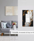 Fresh Black Gold Marble Decorative Outlet Covers And Single GFCI Switch Plates One Gang Rocker Wall Accents installed in a modern living room.