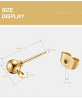 200 Pieces Ball Post Earring Studs And 240 Butterfly Backings Round Ball Ear Pins With Loop For Jewelry Dangle Earring Making In 4 Colors 4 mm size display, gold plated iron, 15mm stud