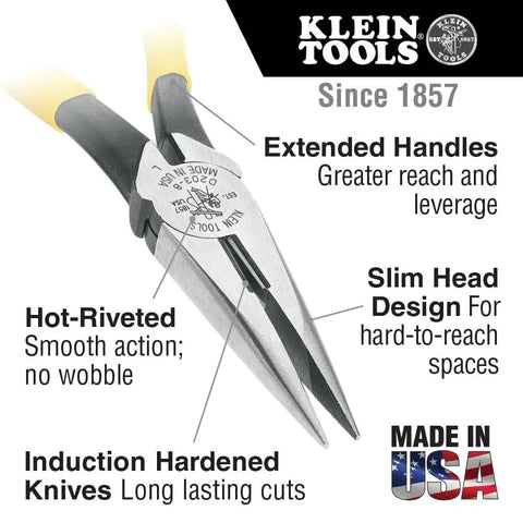 Pro Grade Dipped Plier Kit With Diagonal Cutting Needle Nose Side Cutting High Leverage Linesman Pliers Cutter And Crimper Five Piece Made In USA For Electricians And DIY Pros