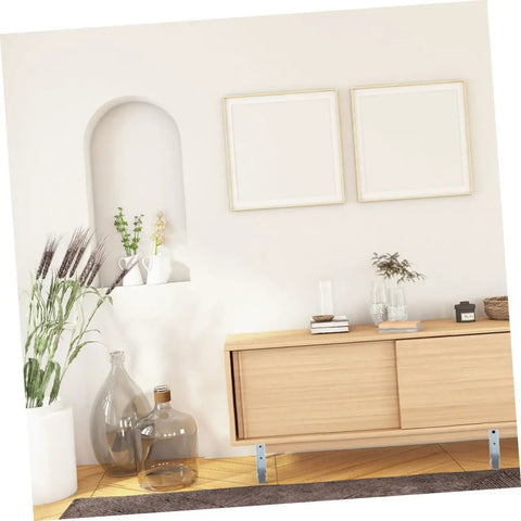 2 Pack Heavy Duty Barn Door Rollers Built Tough For Dead Silent Gliding, displayed near a stylish wooden cabinet.