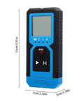 Stud Finder Wall Scanner, 4 in 1 Detector for Wood Metal AC Wire, handheld device with LCD screen, blue and black design.