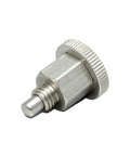 Top Shelf Pro Grade All Stainless Steel Indexing Plunger Pins And Turn Knobs 10 Pack close-up of a stainless steel plunger knob.