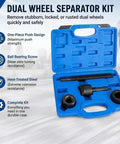 Heavy Duty Dual Wheel Separator Tool For Stuck Hub Removal With One Piece Pusher Ball Bearing Driven Kit in blue case