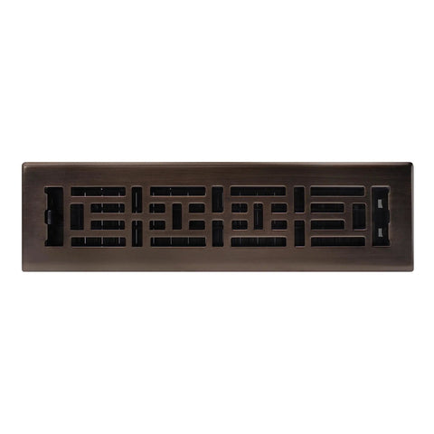 Oriental Style Floor Register 2x12 Inches Rubbed Bronze Finish Steel Decorative Grate For HVAC Ducts with damper box