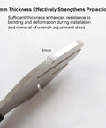 Close-up of Bike Disc Rotor Truing Fork Tool For Mountain And Road Bikes With Comfortable Handle Stainless Steel Rotor Alignment Wrench showing 4mm thickness detail.