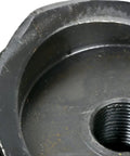Close-up of Three Inch Deep Draw Conduit Punch And Die For Hydraulic Knockout Driver, showing threaded center, heavy duty steel construction