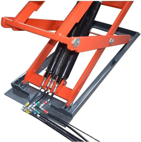 Hella Tough 8000 Lb Portable Scissor Car Lift With 220V Motor And 72 Inch Full Rise Base hydraulic mechanism close-up