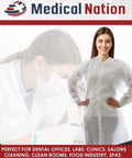 Disposable Lab Coat White Case Of 30 Unisex Adult Latex Free PPE Protective Coat With Snaps For Hospitals Pharmacies Clinics Labs 2X Large