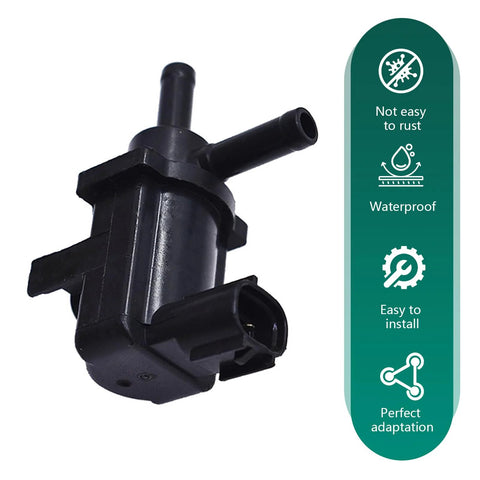 Polcatay vacuum switch valve, black plastic automotive valve with two hose ports and 2-pin connector