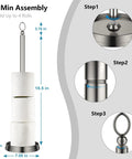 Heavy Duty Free Standing Toilet Paper Holder With Reserve Function And Spare Roll Storage For Bathroom, Brushed Nickel