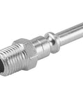 1/4 Inch MNPT L Style Plug Push Type Sleeve Release Silver Case Hardened Steel Plated Box Of 10 For Air Shop Use Handles Up To 300 PSI