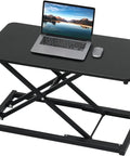 Height Adjustable Standing Desk Converter With 23.6 Inch Work Surface Ergonomic Sit Stand Riser For Laptop Or Desktop setup with laptop
