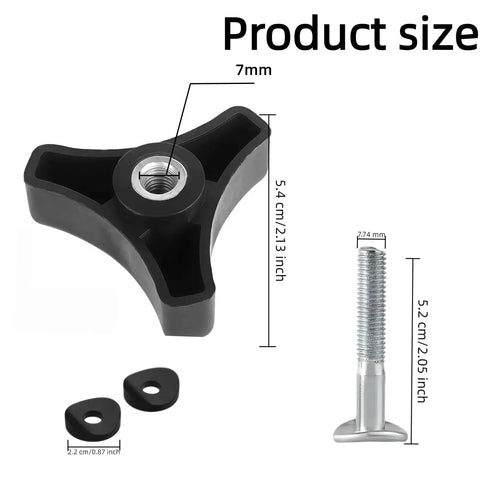 Top Grade Replacement Lawn Mower Handle Bolts And Knob Screws Kit Featuring Durable Triangle Nut With Solid Galvanized Iron Build Perfect Fit For Honda Mowers And Other Tractor Accessories To Fix Your Rig Fast., 7mm triangle nut, 54mm knob, 5.2cm bolt