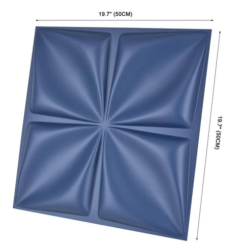 Navy Blue 3D PVC Wall Panel With Large Flower Petal Design Waterproof Fire Resistant Lightweight DIY Friendly 19.7x19.7 Inch