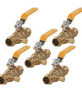 Pack of five premium press ball valve with drain half inch brass plumbing valve heavy duty workhorse lead free DZR forged brass side vent