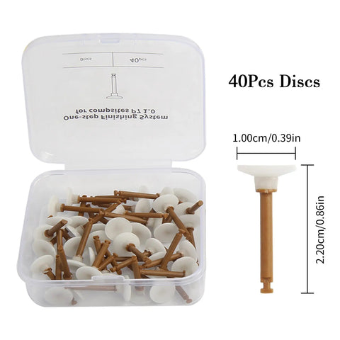 40 Pack Dental Polishing Discs One Step Pre Polishing Finishing Kit P7 1.0 With Adjustable RA Handle in open case