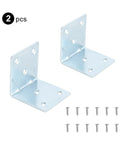 Two Heavy Duty L Shaped 90 Degree Metal Angle Brackets For DIY Furniture And Woodworking Solid Steel Corner Brackets With screws