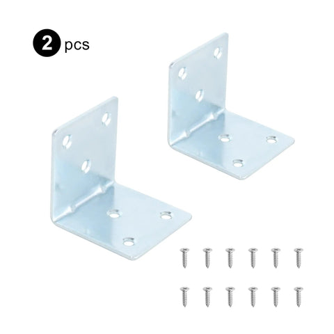 Two Heavy Duty L Shaped 90 Degree Metal Angle Brackets For DIY Furniture And Woodworking Solid Steel Corner Brackets With screws