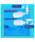 NSF Certified 1/4 Inch Push To Connect Fittings For RO Water Filter Kit with float ball valve, top and side mounting types shown