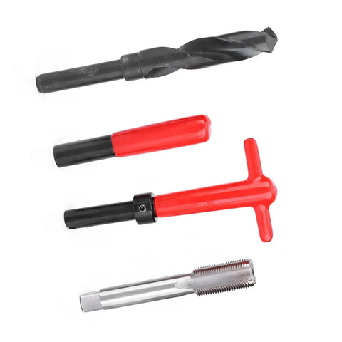 10 Piece Stainless Steel Thread Repair Kit With Twist Drill Tap Breaker Inserts And Hex Wrenches For M18x1.5 Car Threads Rethread Restoration