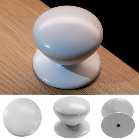Two Pack XL White Bi Fold Closet Dummy Doorknobs With Wide Backplate For Wardrobe Dresser Kitchen Cabinets Passage Hardware