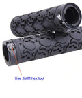 Close-up of Skull Style Lock On Bicycle Handlebar Grips Set Soft Rubber Anti Slip For Mountain And BMX Bikes TPR Comfort Grips